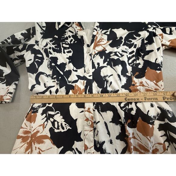 Soft Surroundings Sz 14 Moonglow Midi Dress Button Down Tiered Fall Black Brown - Picture 10 of 15